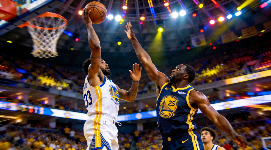 NBA总决赛现场比赛画面，球员在高强度攻防中争夺关键回合的高清体育赛事图片